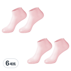 뒤꿈치 보습 풋케어 실리콘 덧신 러블리핑크 짧은형 양발착용세트, 6세트