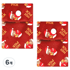 핫픽 따뜻하곰 휴대용 프리미엄 극세사 포켓용 핫팩 파우치 미니 클래식 레드, 6개