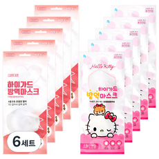 아이러브에어 헬로키티 하이가드 황사마스크 2종 세트 화이트 KF94 대형 5p + 소형 5p, 6세트
