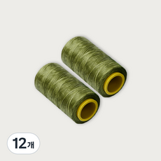 가죽공예 왁스실 초사용 1mm x 220m, 올리브그린, 12개