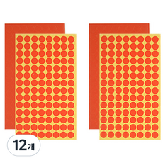 블루마토 스티커1 원 빨강 70p, 12개