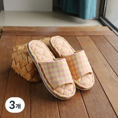 EVER HOUSE 格紋涼感緩震室內拖鞋, 蜜桃粉, 3個