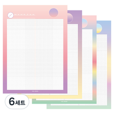 아이씨엘디자인 그리드 노트 패드 라지 4종 세트, 아이스크림, 6세트