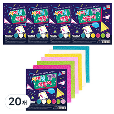 YOUNG ART 閃亮色彩色紙 6張入, 6 種顏色, 20個