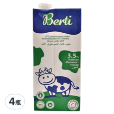 歐洲寶貝 優質保久牛奶 100%生乳 UHT超高溫滅菌, 1L, 4瓶