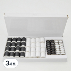 앙플러스 재봉사 보빈 밑실 미싱 실 세트, 블랙, 화이트, 3세트
