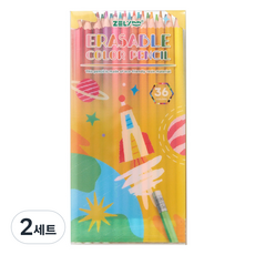 日常館 可擦拭彩色鉛筆, 2套, 36色