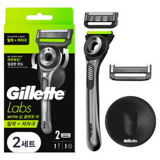 gillettelabs 正品深層清潔刮鬍棒刮鬍刀組, 2套, 握柄 + 刀片2入 + 掛勾