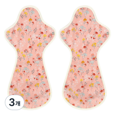 eechae 純棉一體式衛生棉 粉紅芙蘿拉, 3個, 2枚入, 特級夜用