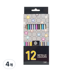 DEDEDEPRAISE 黑木金屬色鉛筆組, 12色, 4個