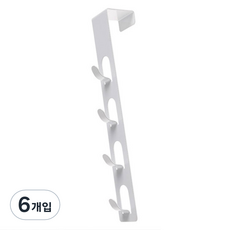 4단 세로 도어훅 행거 옷걸이, 화이트, 6개입