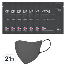 굿바이브스 황사방역용 마스크 대형 KF94, 다크그레이, 21개, 7개입