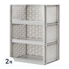 코멧 국내생산 적층형 3단 공간박스, 그레이, 2개