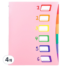 로타 6포켓 레인보우 도큐먼트 파일, 핑크, 4개
