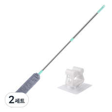 MONACO OLIVE 可調節長度縫隙除塵超薄彎曲拖把 + 易掛架套組, 薄荷(彎曲拖把), 2套