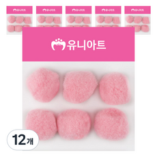 유니아트 1000 퐁퐁 40mm, 분홍, 12개