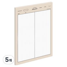 뮤니드 서브젝트 세로 2분할 그리드 노트패드 B5, 베이지, 5개, 50매