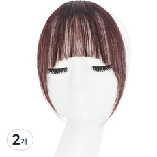 하이유니 인모 풀 뱅 앞머리 헤어피스, 다크브라운, 2개