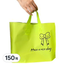 마켓감성 좋은하루 리본 쇼핑백, 라임노랑, 150개