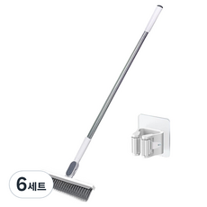 modernmore 長柄站立式 2合1 浴室地板廁所清潔刷 + 清潔刷掛架套組, 白色, 6套