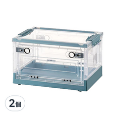 三開摺疊收納箱 BF066 PP材質, 大號(51 x 36 x 30cm), 藍色 + 透明色, 2個