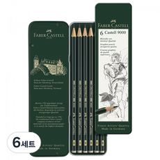 FABER-CASTELL 輝柏 9000鉛筆 6入組 119063, 8B、6B、4B、2B、B、HB, 6套