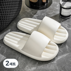 솔브리빙 로프모양 실내 푹신한 슬리퍼, 노멀화이트, 2세트