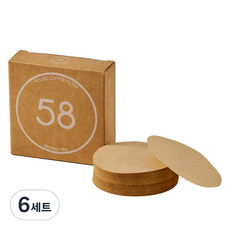 빈플러스 라운드 원형 커피 필터 브라운 커피머신 포터필터 페이퍼 58mm, 100개, 6세트