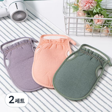 쉐리엘 욕실 간편한 저자극 때밀이 장갑 3종 세트, 퍼플, 핑크, 그린, 2세트