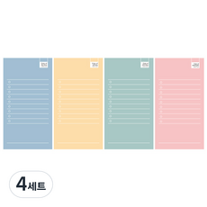 CMYK 彩色清單便條紙 4件組, 薄荷綠, 粉紅色, 黃色, 藍色, 4套