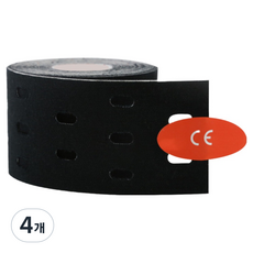 케이앤제이굿즈 통기성 근육테이프 블랙 5cm x 5m, 4개, 1개입
