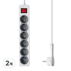 홈플래닛 납작 플러그 멀티탭 6구, 4m, 화이트, 2개