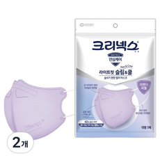 크리넥스 라이트핏 슬림 앤 쿨마스크 대형 성인용, 5개입, 2개, 라벤더퍼플