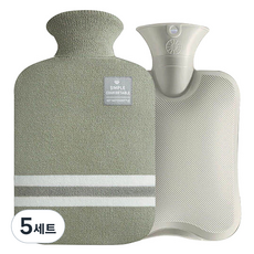 EVER HOUSE Trend 2L 保溫熱水袋 + 針織保護套組 綠色, 5套