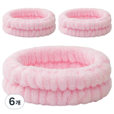 Nalli Sisters 簡約洗臉髮帶, 6個, 16 粉紅色 三線