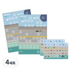 멜로우 칭찬스티커 교통수단, 혼합 색상, 4세트