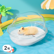 랜보어 햄스터 요트 클리어 모래통 S, 투명, 2개