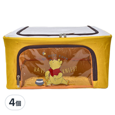 收納王妃 迪士尼 牛津布收納箱 窗戶款 22L, 黃色 維尼蜜蜂罐, 4個