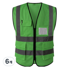 TIS 全網眼口袋型安全背心 工作服 綠色, 6件