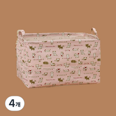 All High布質方形衣物書本化妝品收納籃, 07粉紅貓, 4個