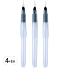다사바바 수채화 워터브러시 투명 팁 뾰족한 끝 3종 세트, 190mm, 4세트