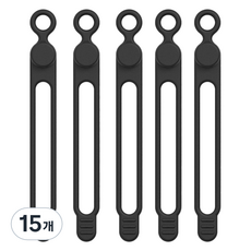 마다꾸미 실리콘 케이블타이 콘세트 선 라인 정리, 04 원형 블랙, 15개