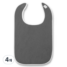 MG's Pick 柔軟毛圈布魔鬼氈可調式成人圍兜, 4個, 灰色