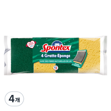 스폰텍스 FIBRES NATURELLES 식물 유래 스크럽 스펀지, 4개, 4개입