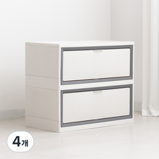 올리빙 모듈 오픈 리빙박스 수납함 650 1단, 화이트그레이, 650 x 350 x 280 mm, 4개