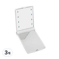 LED照明折疊化妝緊湊型手鏡, 白色, 3個