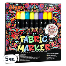모디안 의류용 DIY 패브릭마커 펜 세트 혼합색상 14.4 x 14.7 x 2.5cm, 24색, 5세트