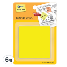 프린텍 반투명 스티키노트 CL7676, 노랑(CL7676Y), 30매, 6개