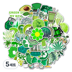 特別商店 PVC 防水筆記型電腦行李箱貼紙 50款套組 AZ091, 5套, 綠色世界