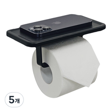 ROJI 飯店式鋁製3M背膠衛生紙架, 黑色, 5個